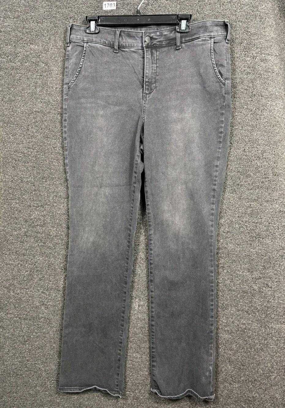 NYDJ Denim Jeans Marilyn Straight Leg  Black High Rise Stretch Women's Size 16